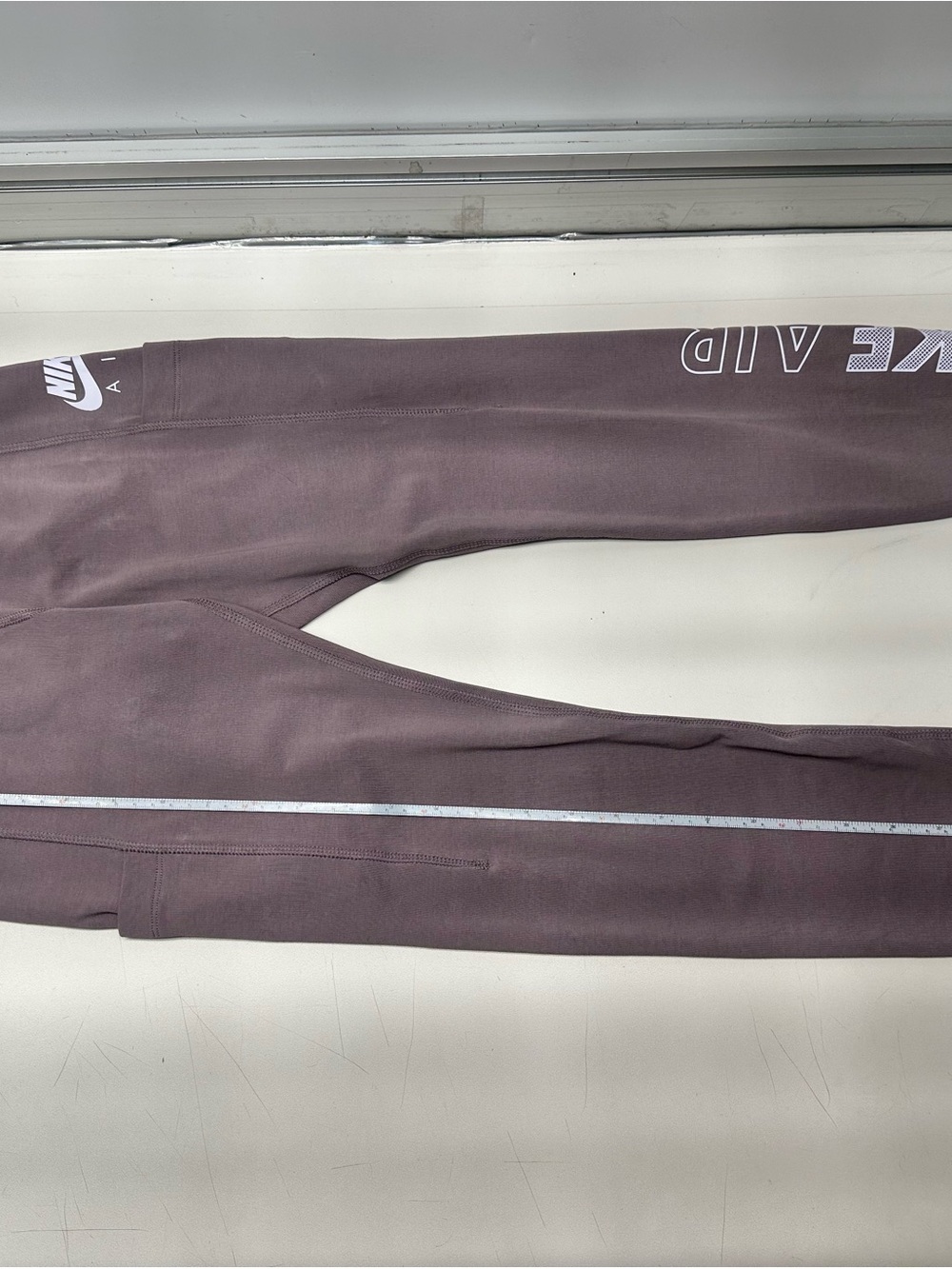 Nike Women’s Mauve-Taupe Leggings with White Nike Air Print